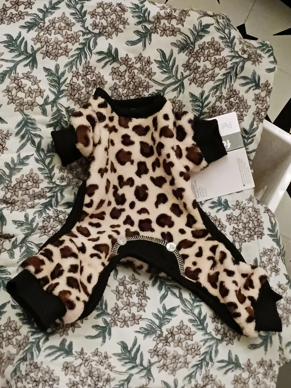 FabDog Animal Print Plush Dog Onesie Fleece Pajamas